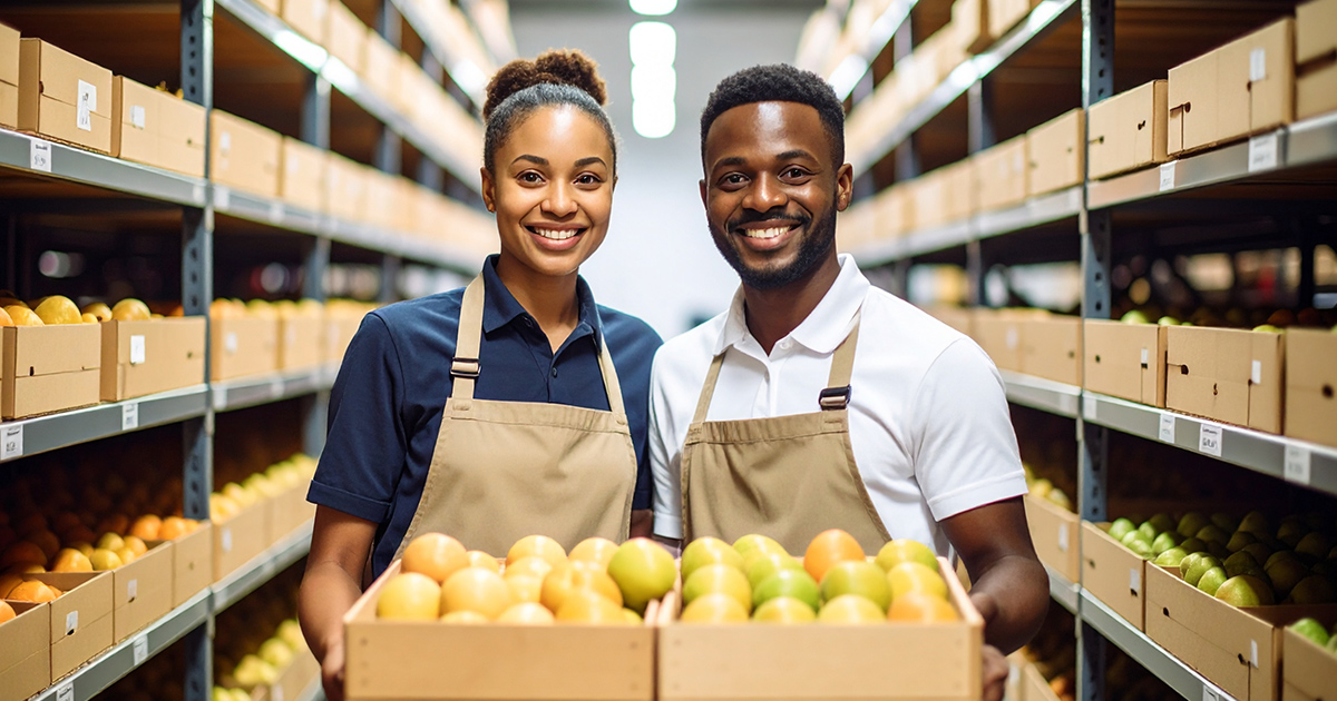 Helfer im Lebensmittellager 