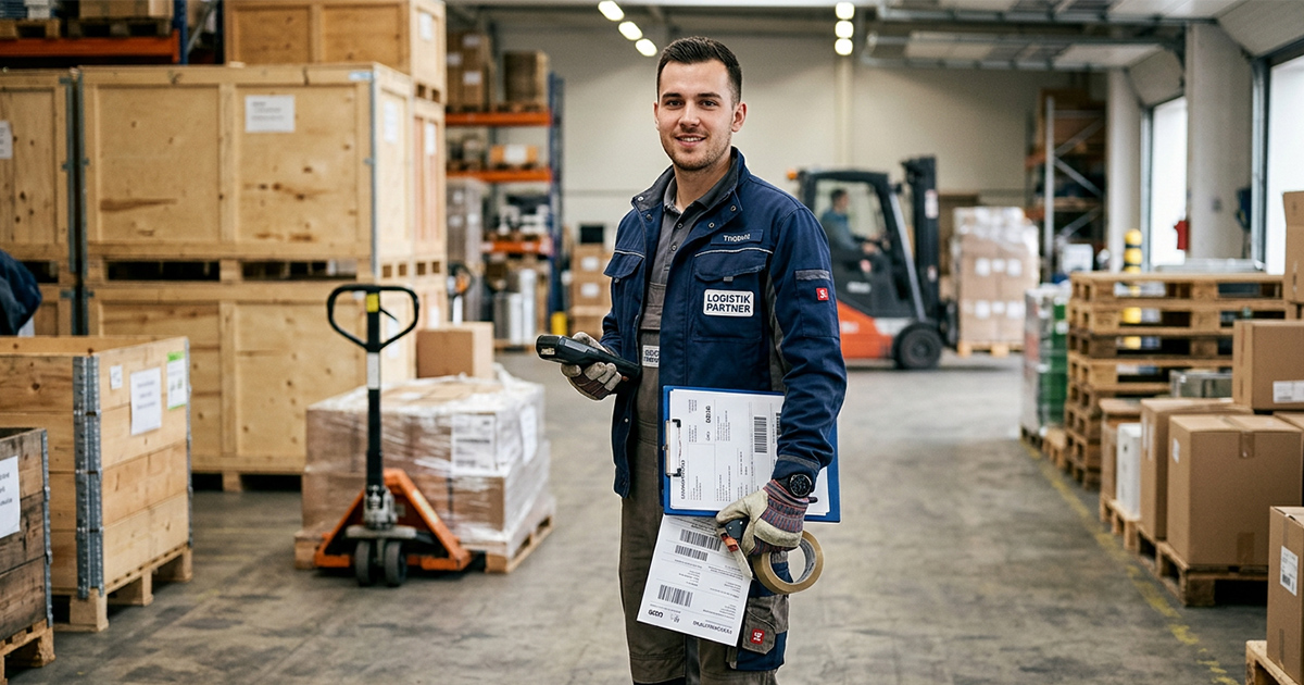 Mitarbeiter Industrieverpackungen und Auslieferung 