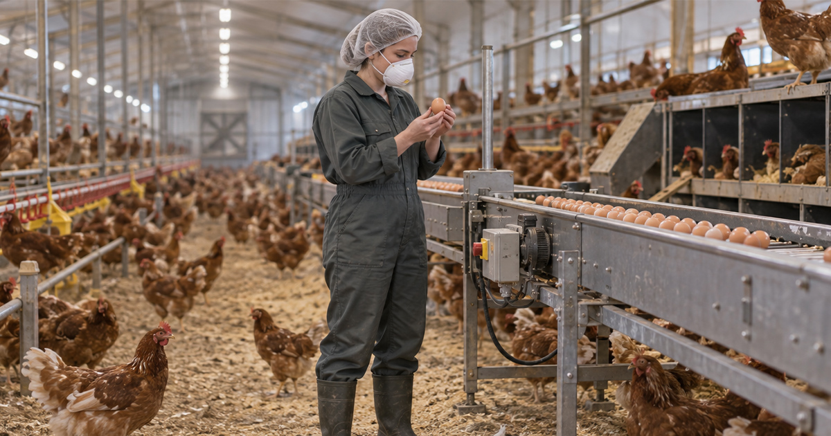 Produktionsarbeiter in der Legehennenhaltung